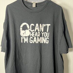 Gildan Heavy Cotton "Can't Hear You I'm Gaming" Black Tee T-Shirt SZ 2XL